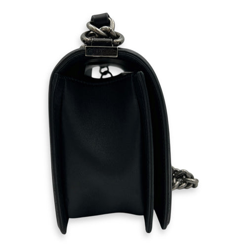 Boy Shoulder Bag Black in Lambskin, Ruthenium hardware