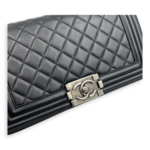 Boy Shoulder Bag Black in Lambskin, Ruthenium hardware