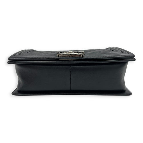 Boy Shoulder Bag Black in Lambskin, Ruthenium hardware