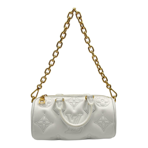 Papillon BB White Crossbody Bag in Calfskin, Gold hardware