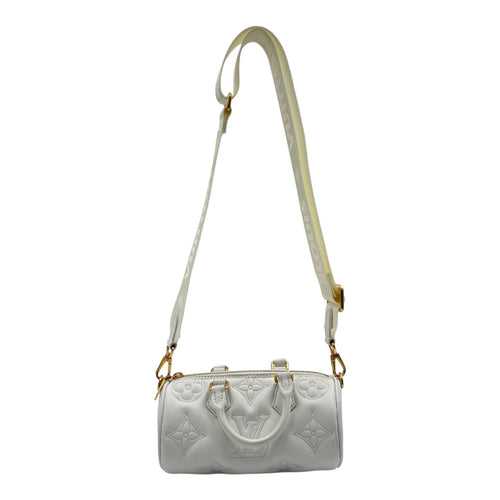 Papillon BB White Crossbody Bag in Calfskin, Gold hardware