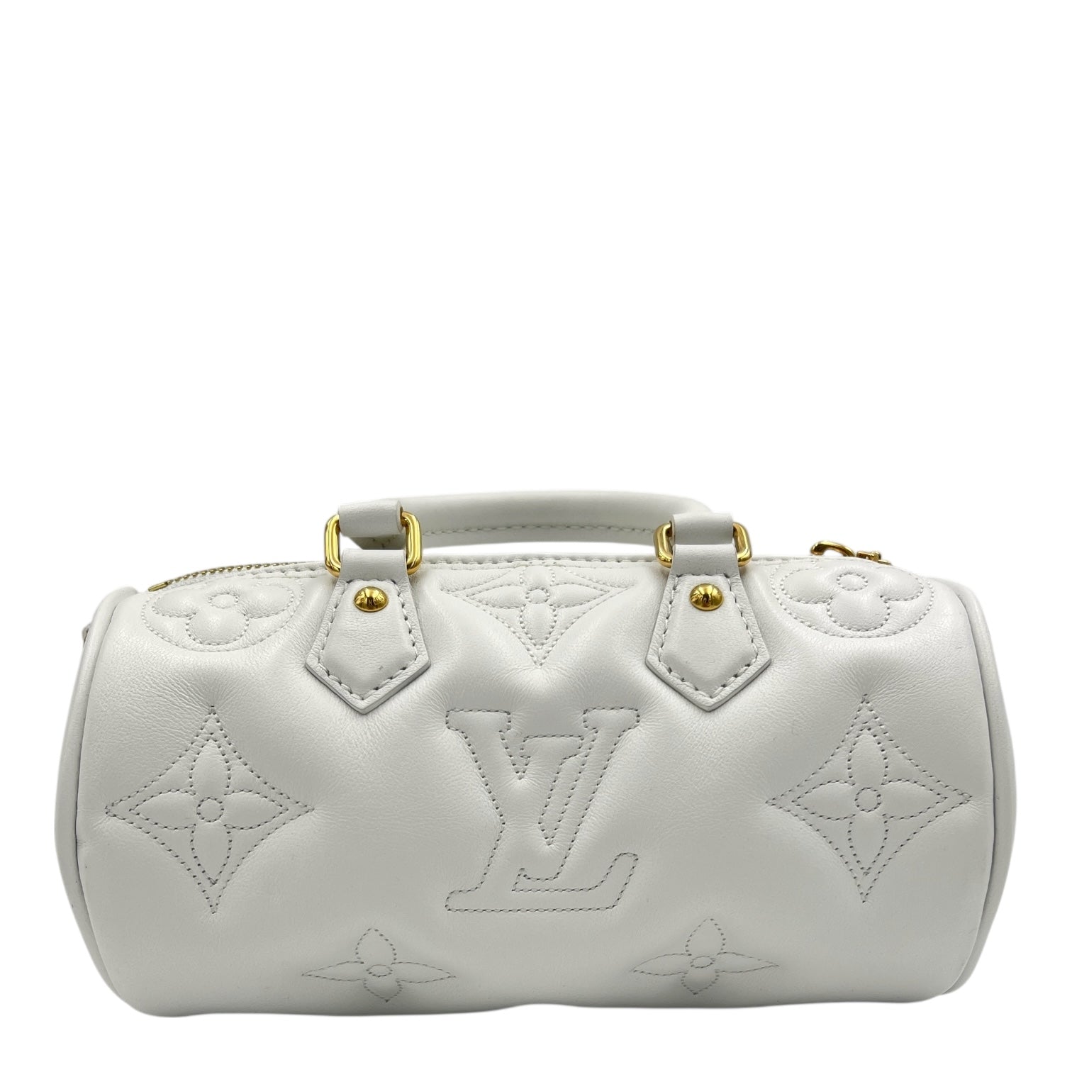 Papillon BB White Crossbody Bag in Calfskin, Gold hardware
