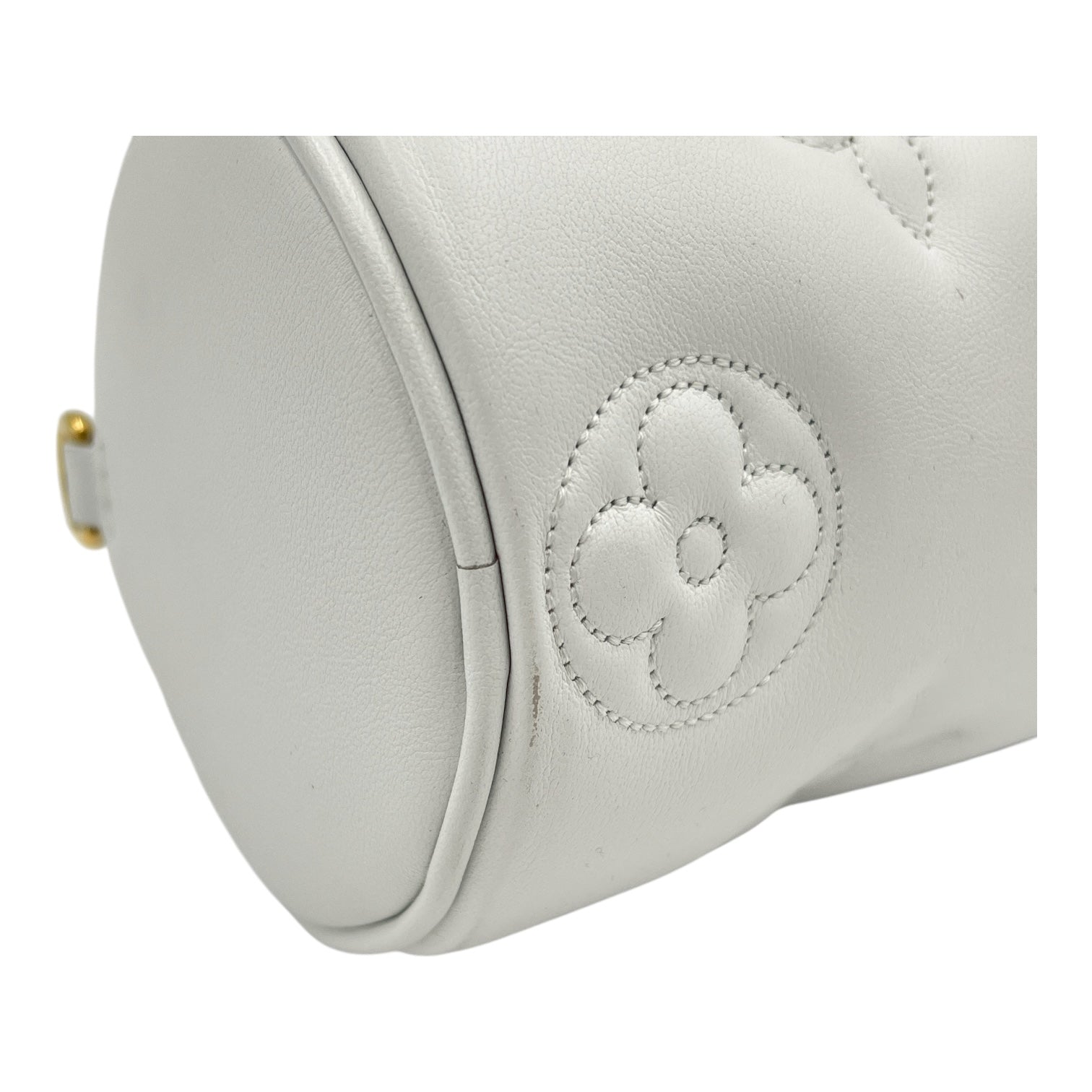 Papillon BB White Crossbody Bag in Calfskin, Gold hardware