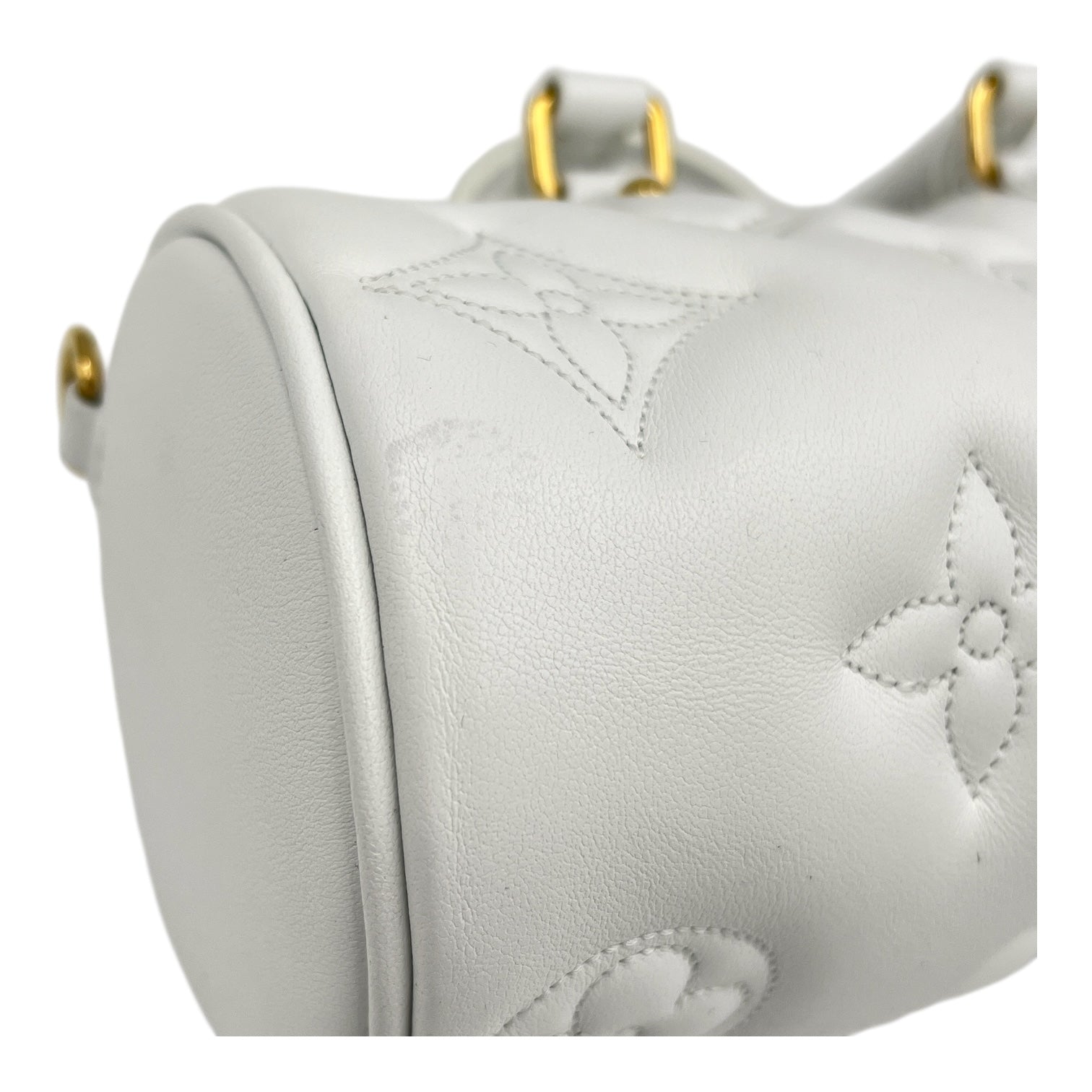 Papillon BB White Crossbody Bag in Calfskin, Gold hardware