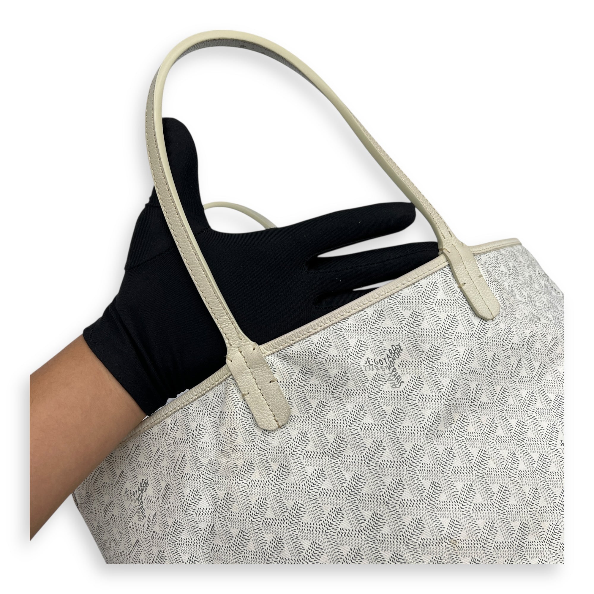 Saint Louis Tote Bag PM White in Coated Canvas, Silver hardware