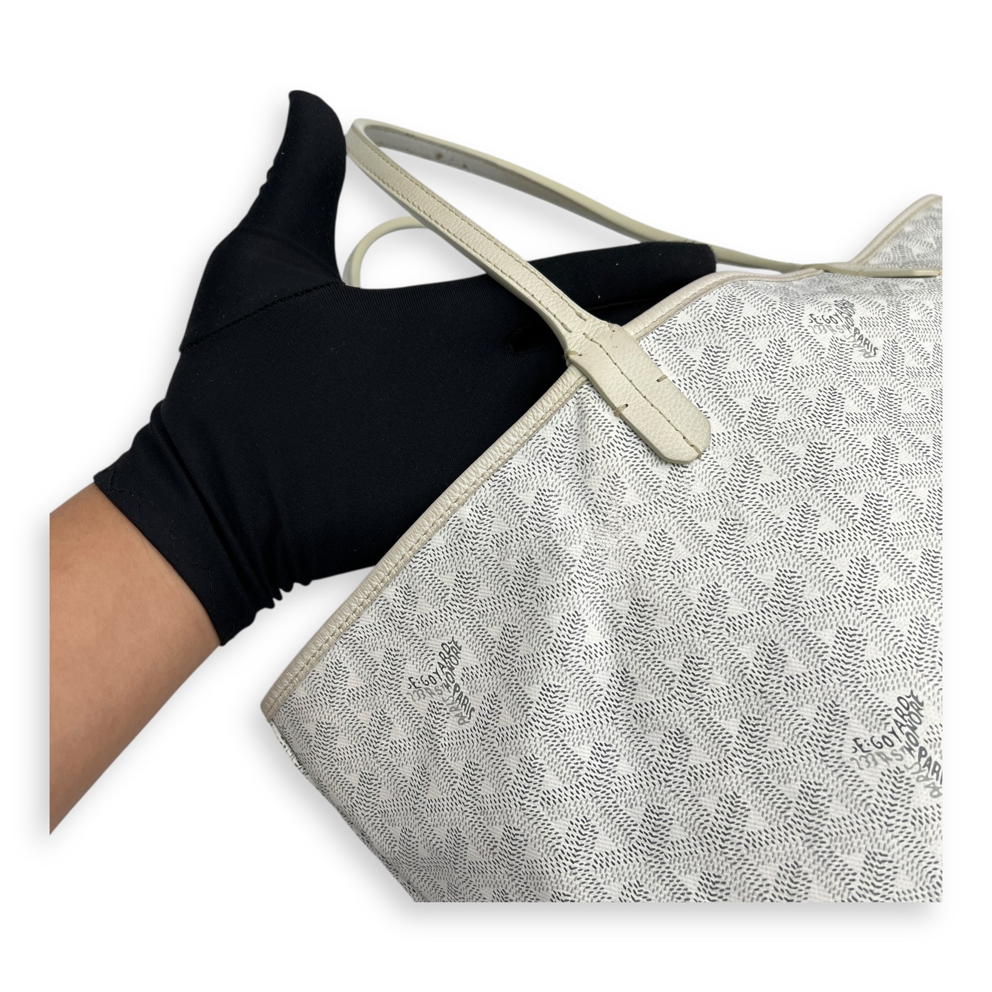Saint Louis Tote Bag PM White in Coated Canvas, Silver hardware