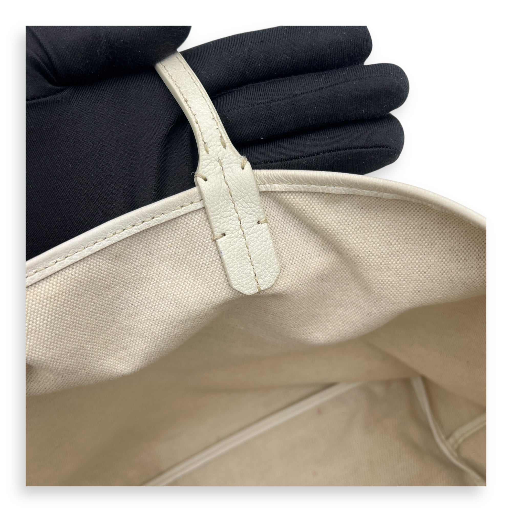 Saint Louis Tote Bag PM White in Coated Canvas, Silver hardware