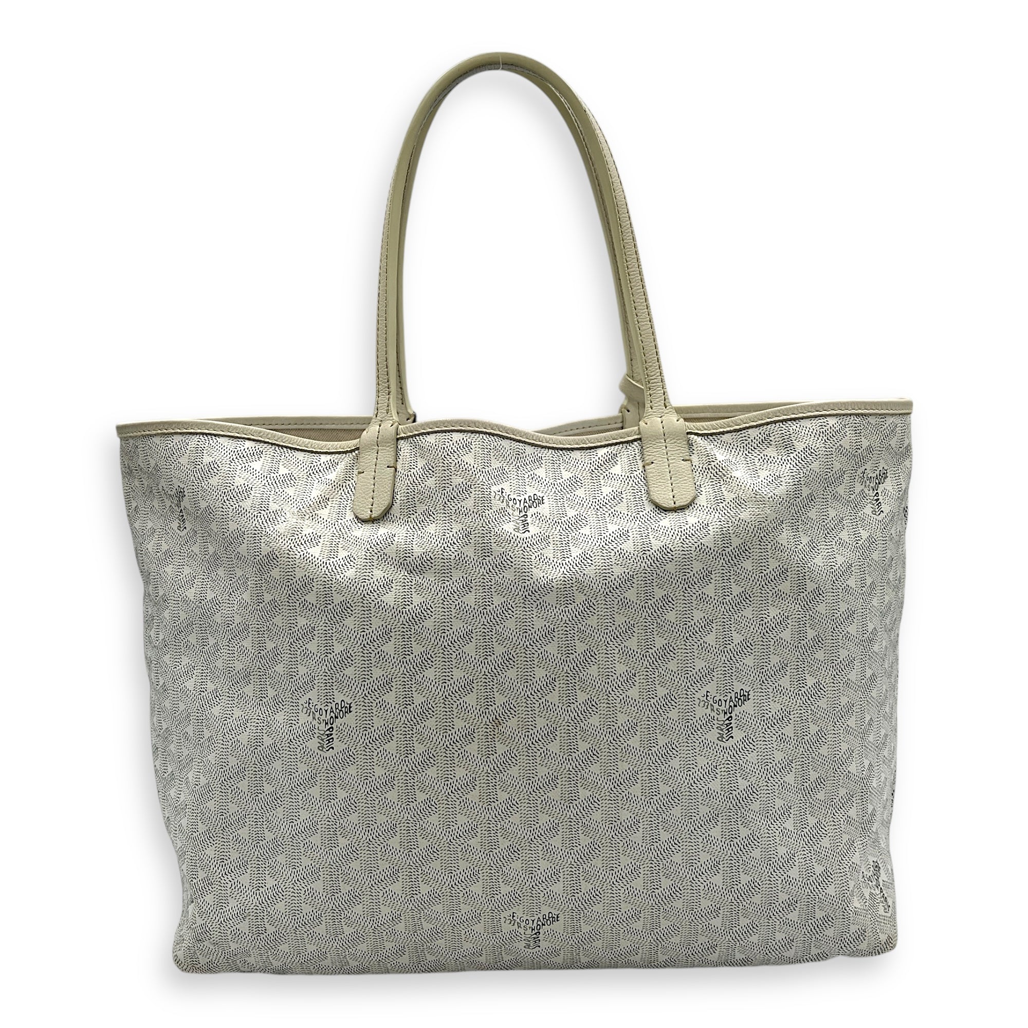 Saint Louis Tote Bag PM White in Coated Canvas, Silver hardware
