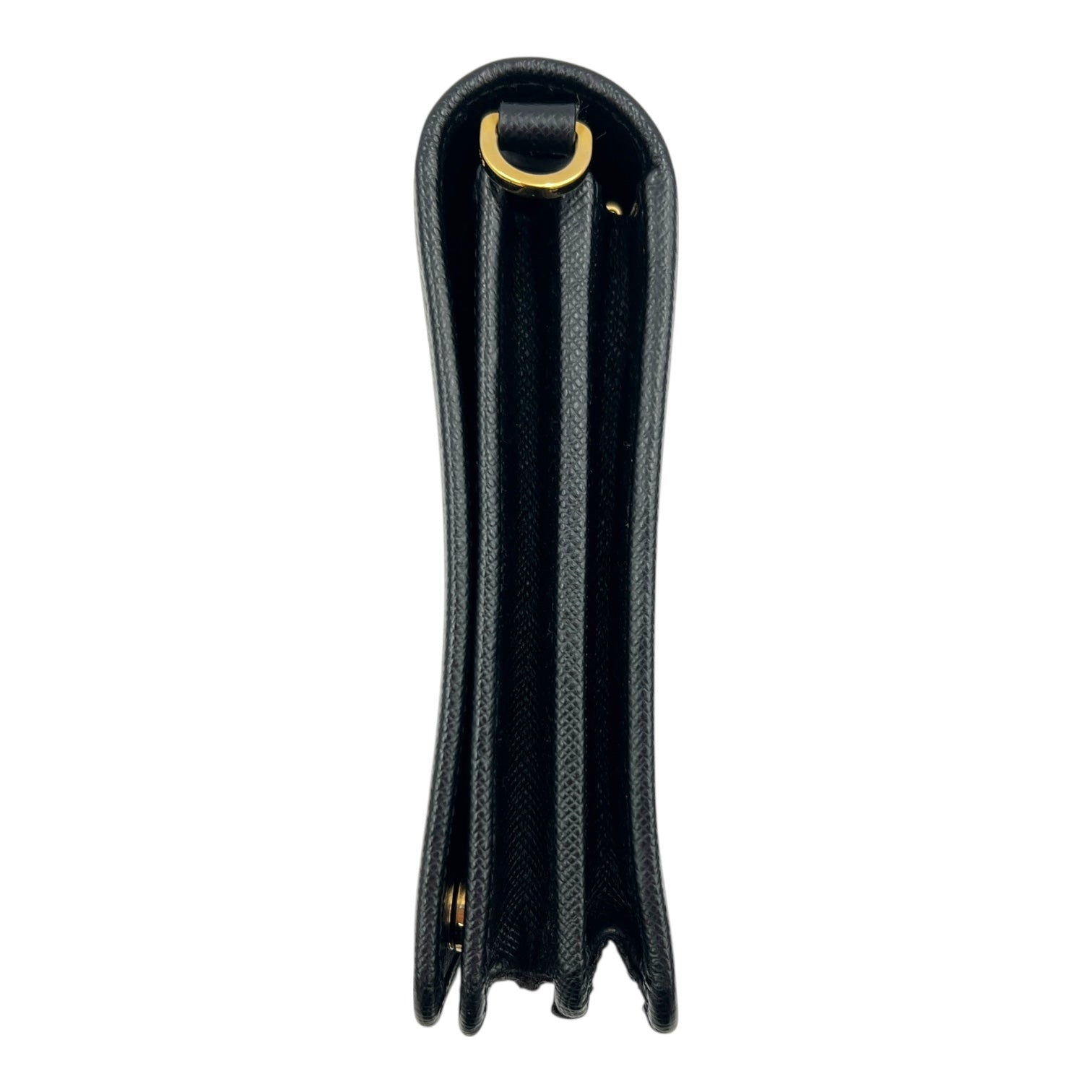 Logo Wallet On Chain Black in Saffiano Leather, Gold hardware