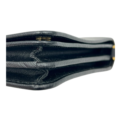 Logo Wallet On Chain Black in Saffiano Leather, Gold hardware