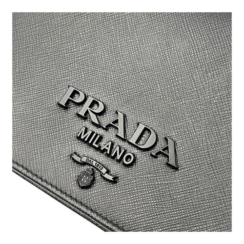 Logo Wallet On Chain Black in Saffiano Leather, Gold hardware