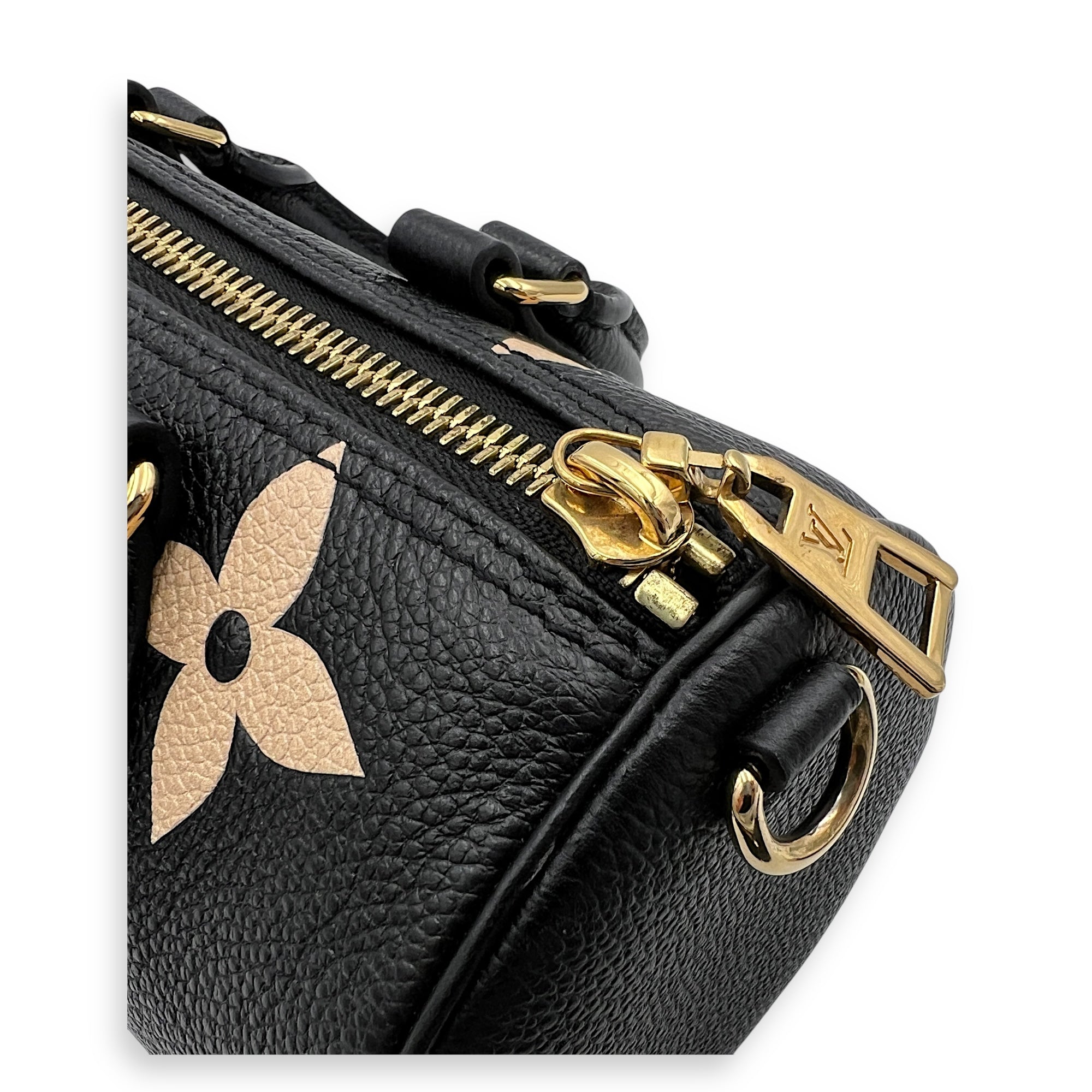 Papillon Crossbody Bag BB Black in Empreinte Leather, Gold hardware