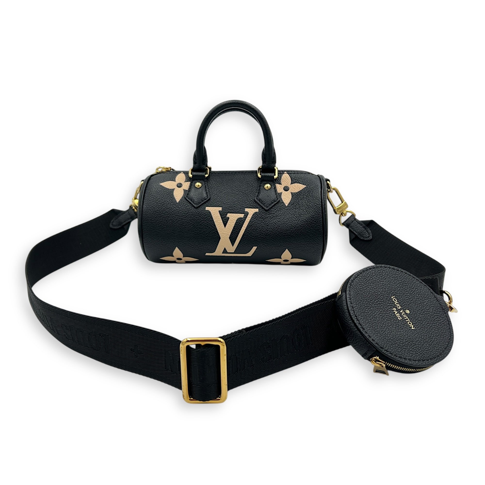Papillon Crossbody Bag BB Black in Empreinte Leather, Gold hardware