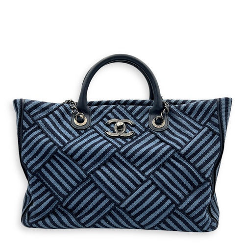 Deauville Tote Bag Blue in Quilted Canvas, Ruthenium hardware