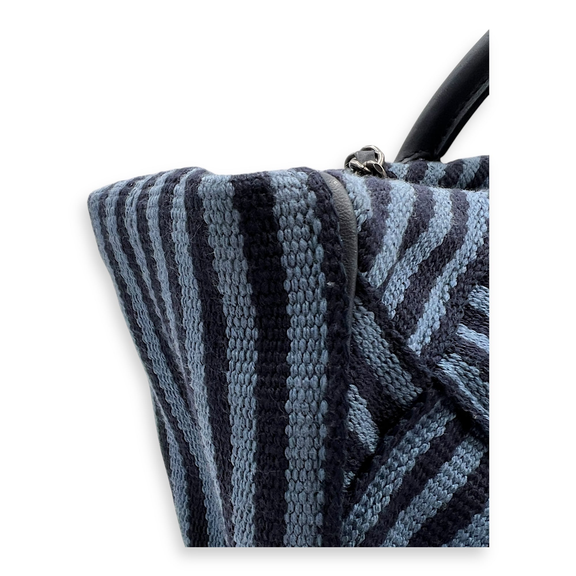 Deauville Tote Bag Blue in Quilted Canvas, Ruthenium hardware