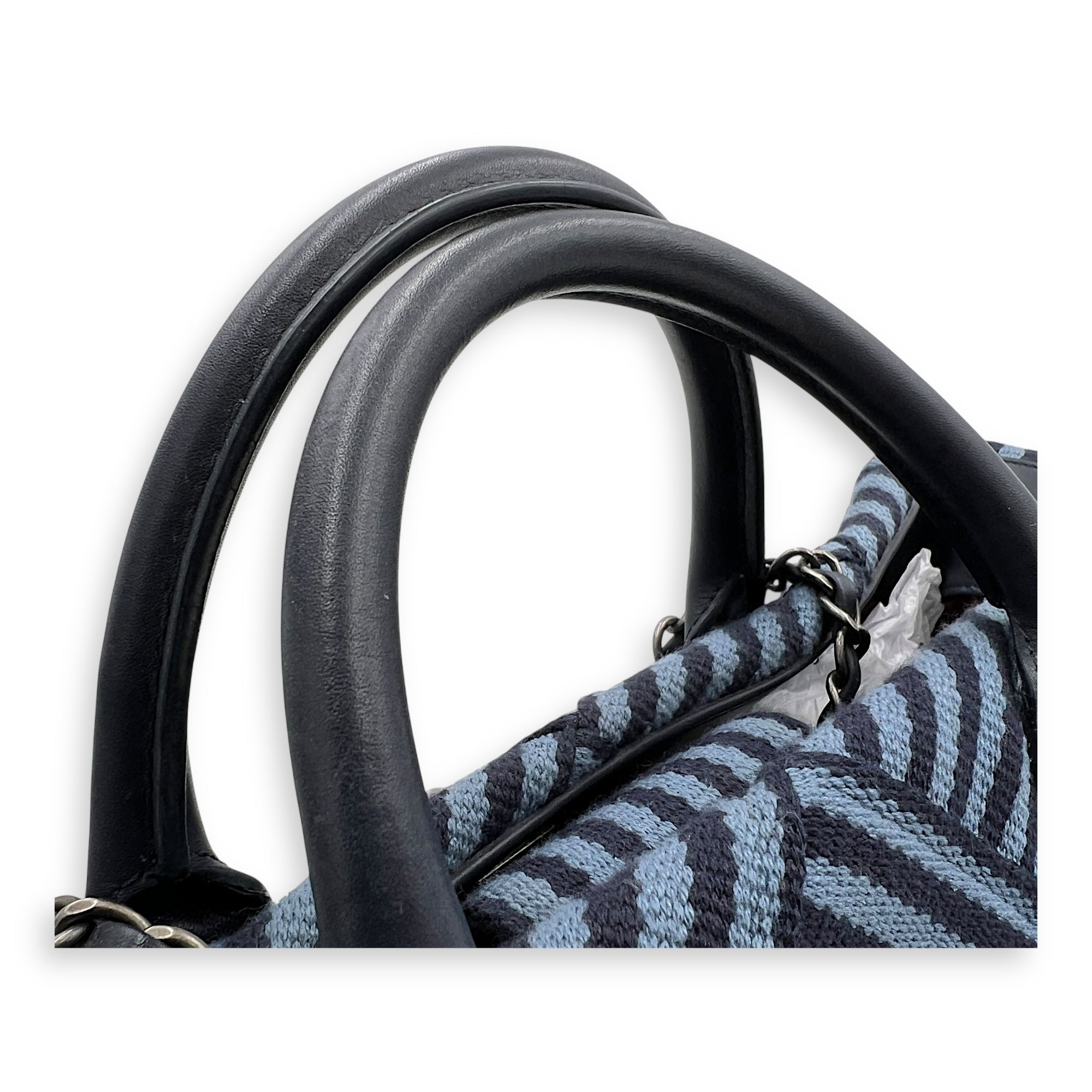 Deauville Tote Bag Blue in Quilted Canvas, Ruthenium hardware