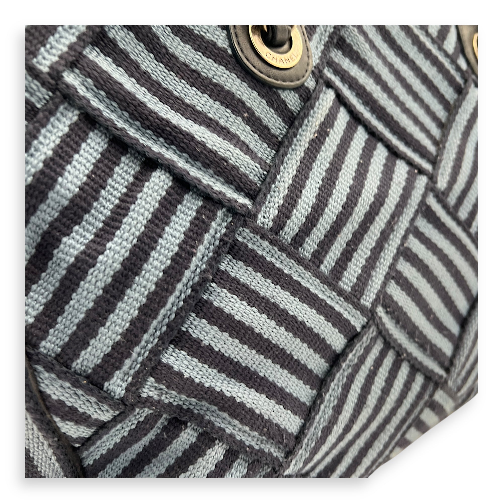 Deauville Tote Bag Blue in Quilted Canvas, Ruthenium hardware