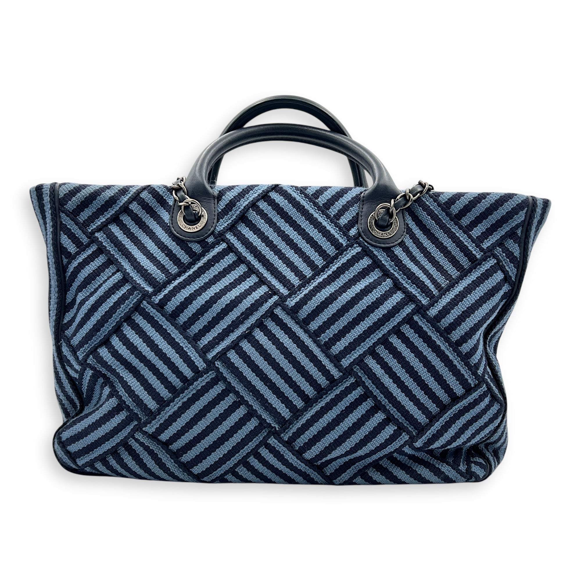 Deauville Tote Bag Blue in Quilted Canvas, Ruthenium hardware