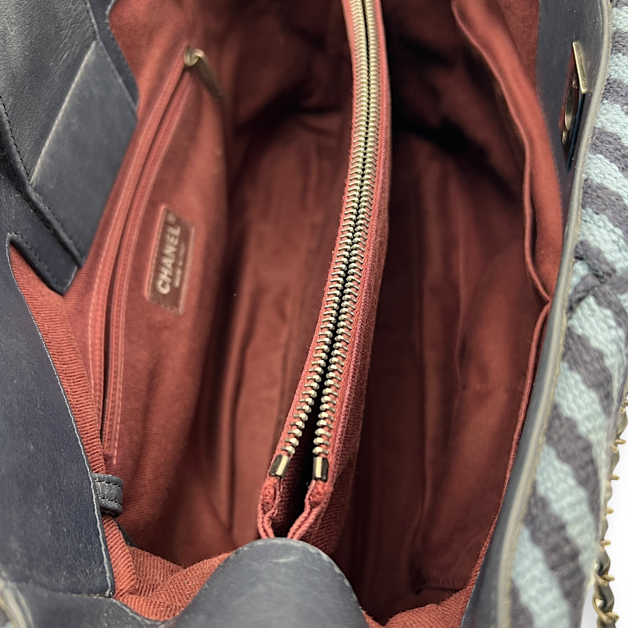 Deauville Tote Bag Blue in Quilted Canvas, Ruthenium hardware