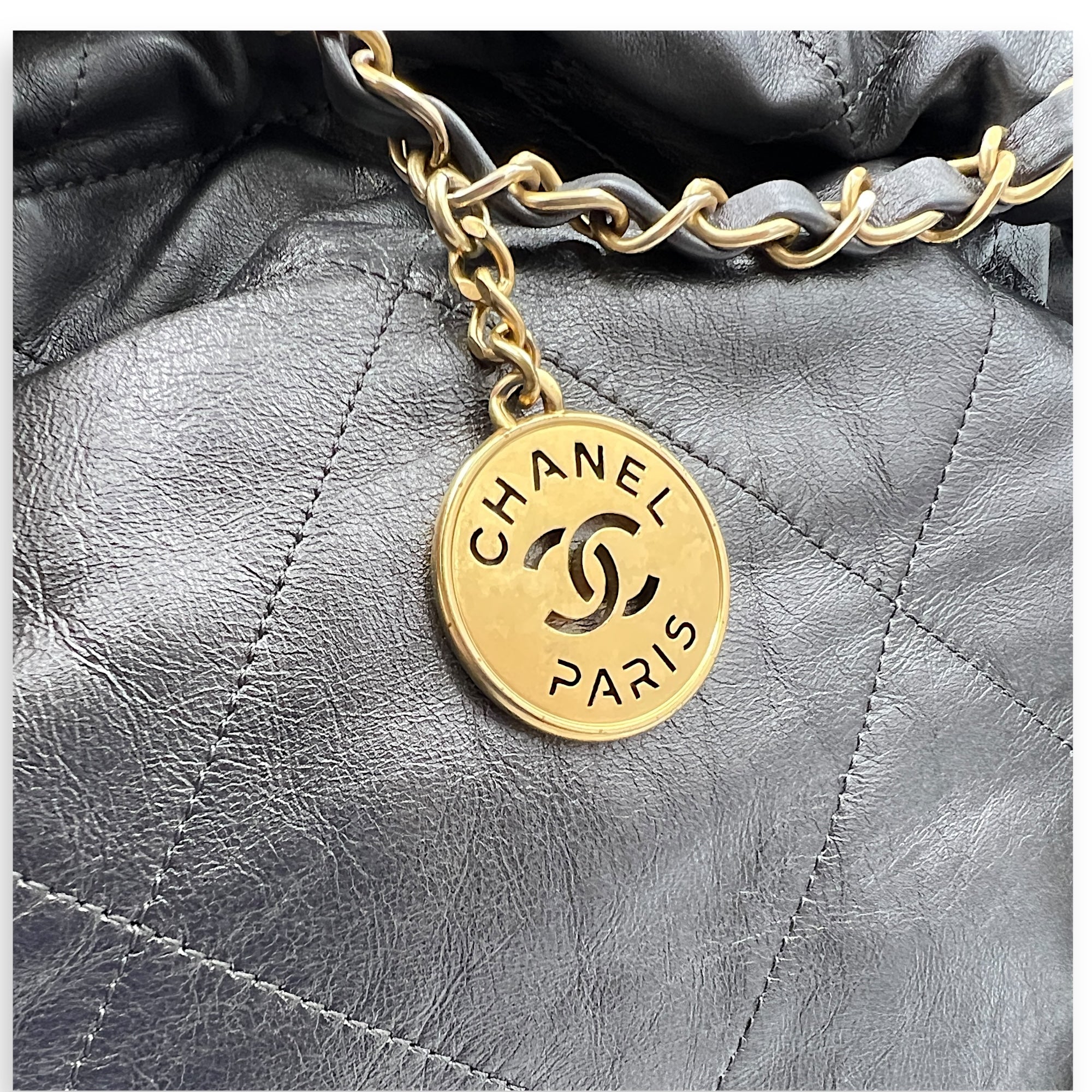 22 Tote Hobo Bag Medium Grey in Calfskin, Brushed Palladium hardware