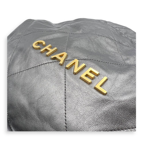 22 Tote Hobo Bag Medium Grey in Calfskin, Brushed Palladium hardware