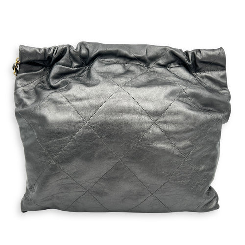 22 Tote Hobo Bag Medium Grey in Calfskin, Brushed Palladium hardware