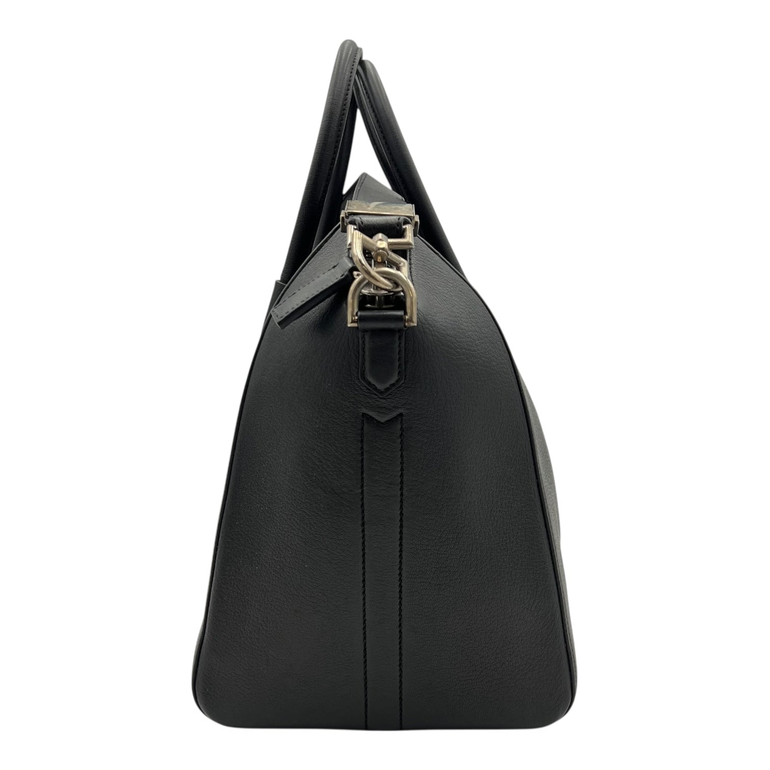 Antigona Top Handle Bag Black in Calfskin, Silver hardware