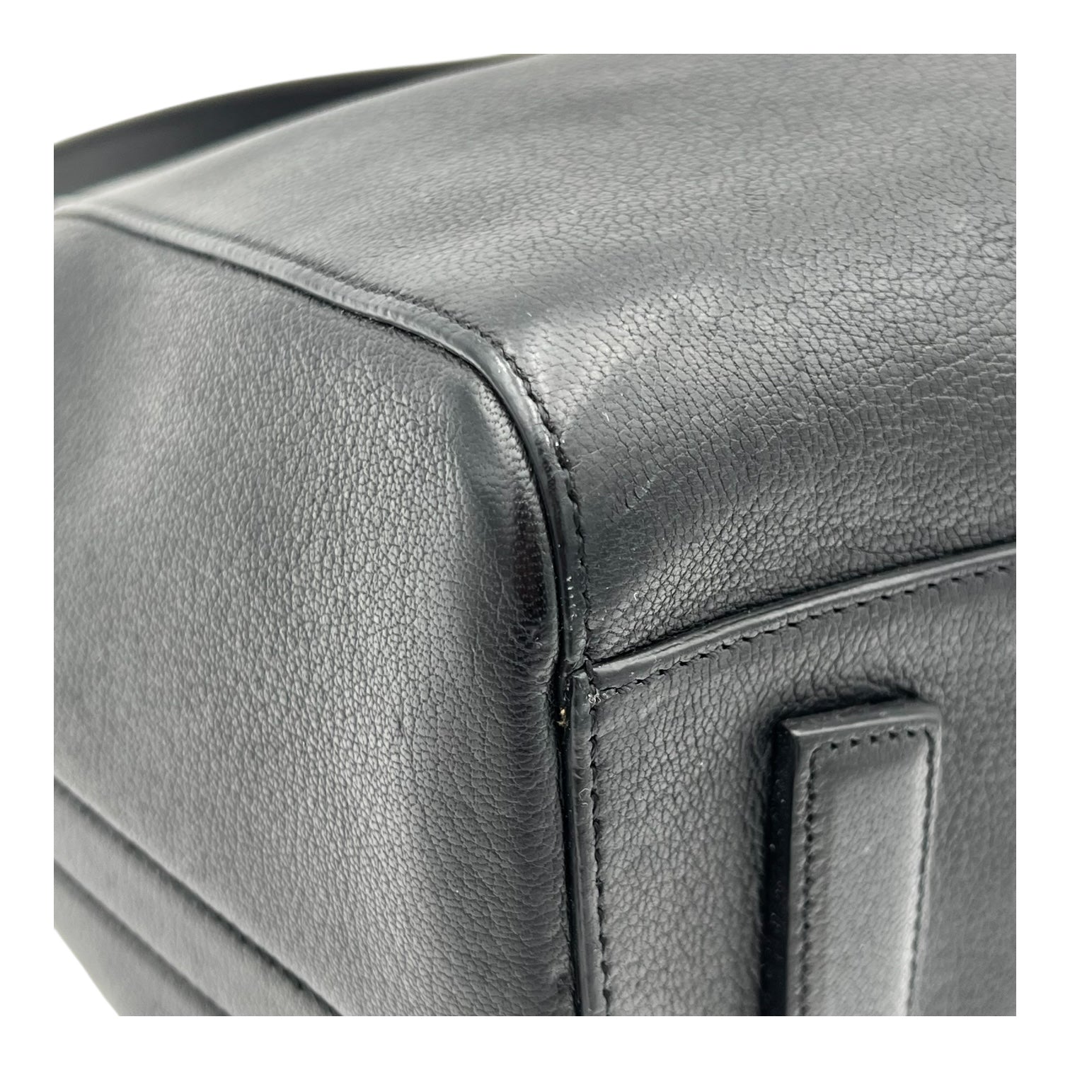 Antigona Top Handle Bag Black in Calfskin, Silver hardware
