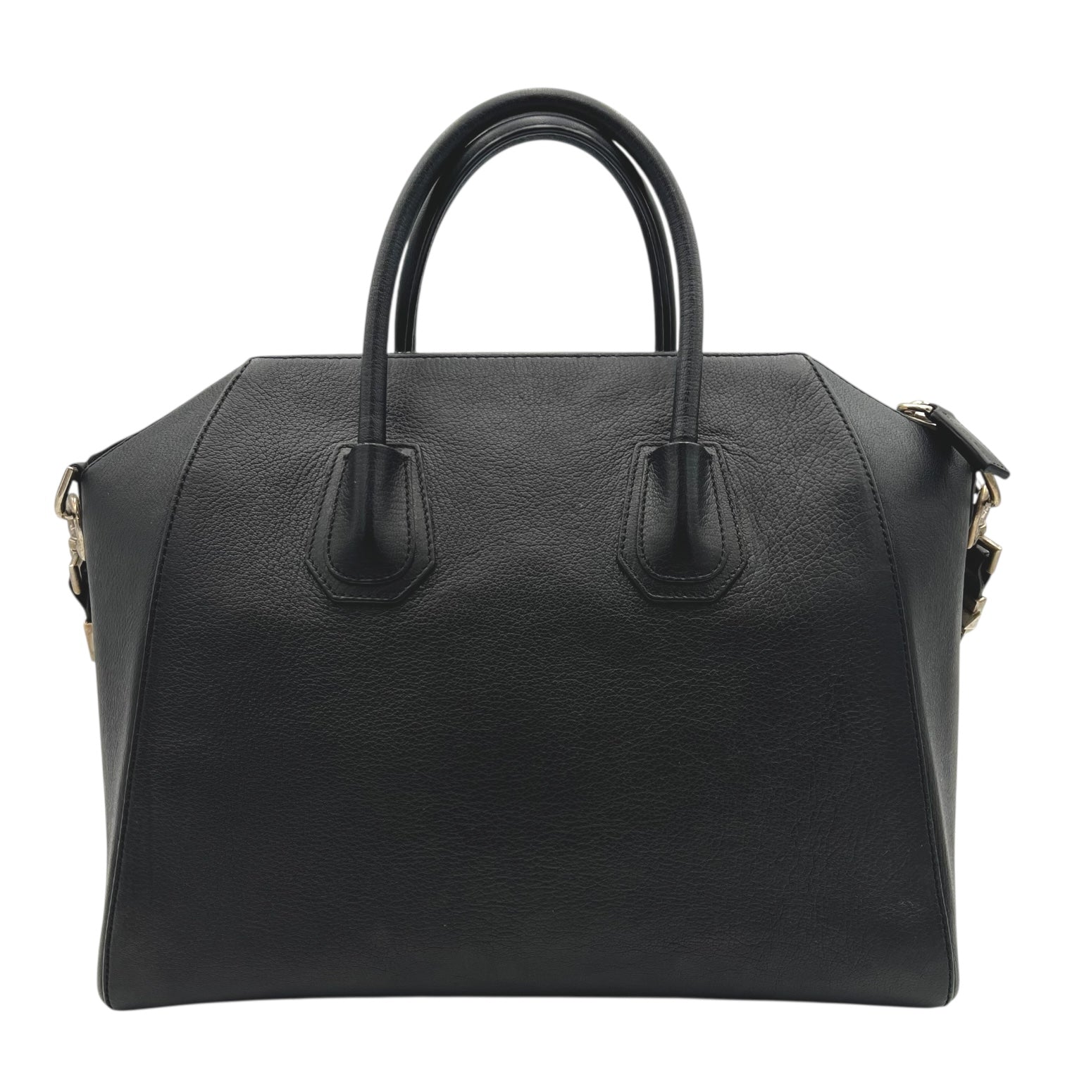 Antigona Top Handle Bag Black in Calfskin, Silver hardware