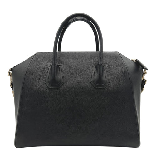 Antigona Top Handle Bag Black in Calfskin, Silver hardware