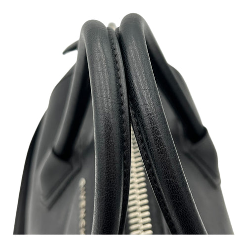 Antigona Top Handle Bag Black in Calfskin, Silver hardware