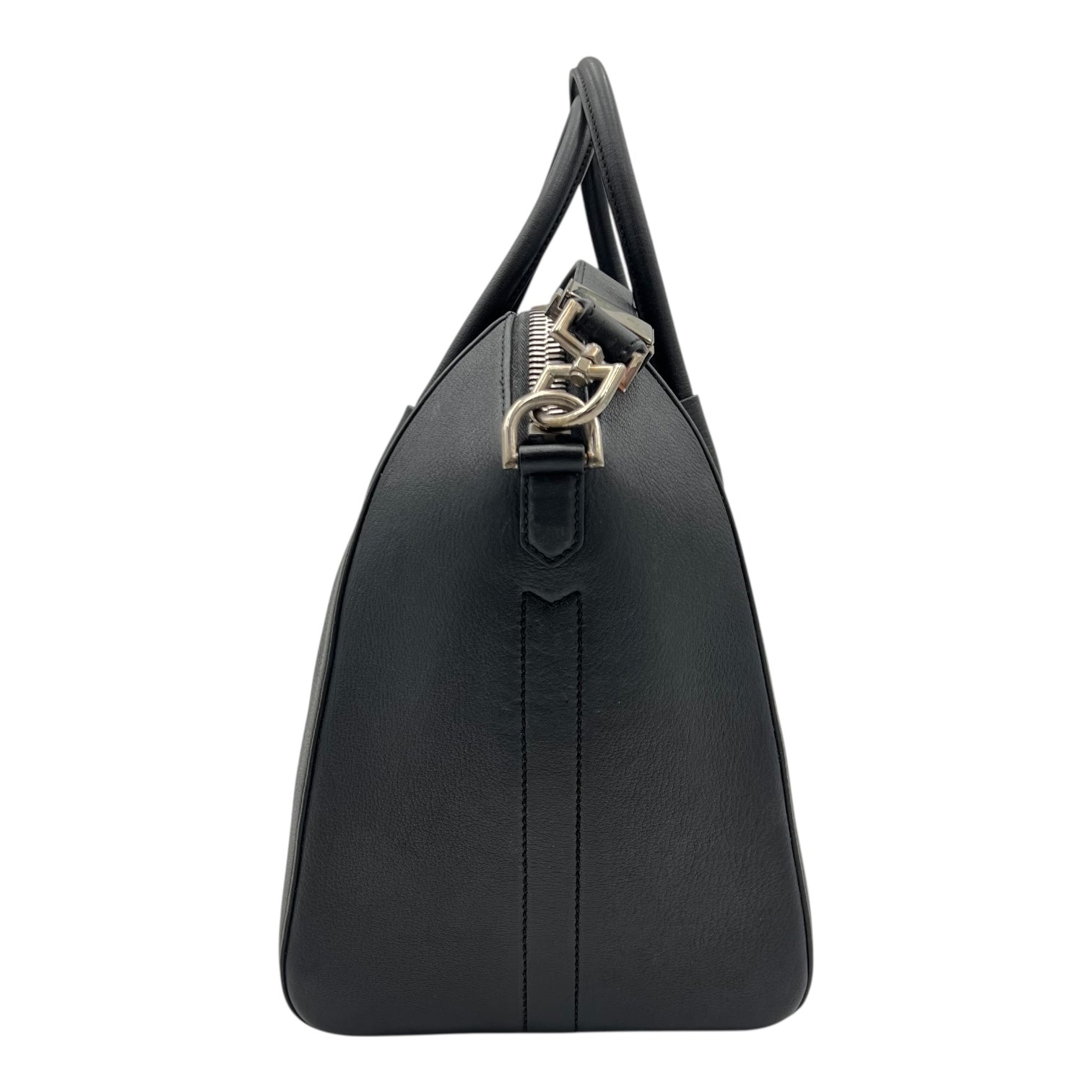 Antigona Top Handle Bag Black in Calfskin, Silver hardware
