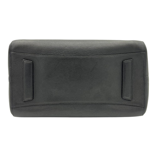Antigona Top Handle Bag Black in Calfskin, Silver hardware