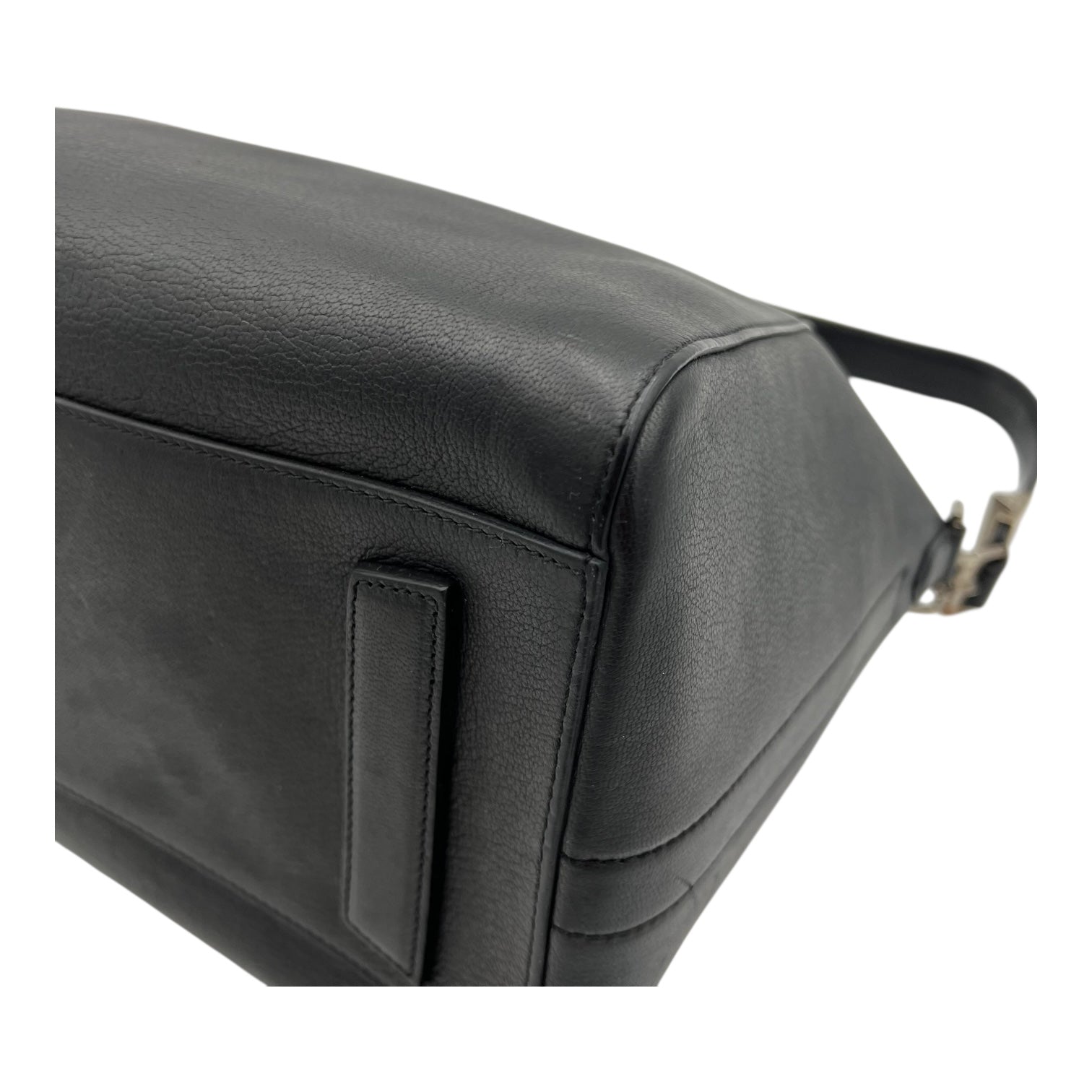 Antigona Top Handle Bag Black in Calfskin, Silver hardware