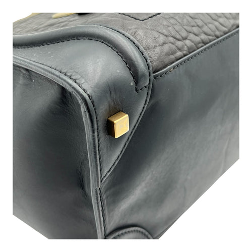 Luggage Mini Black Top Handle Bag in Calfskin, Gold hardware