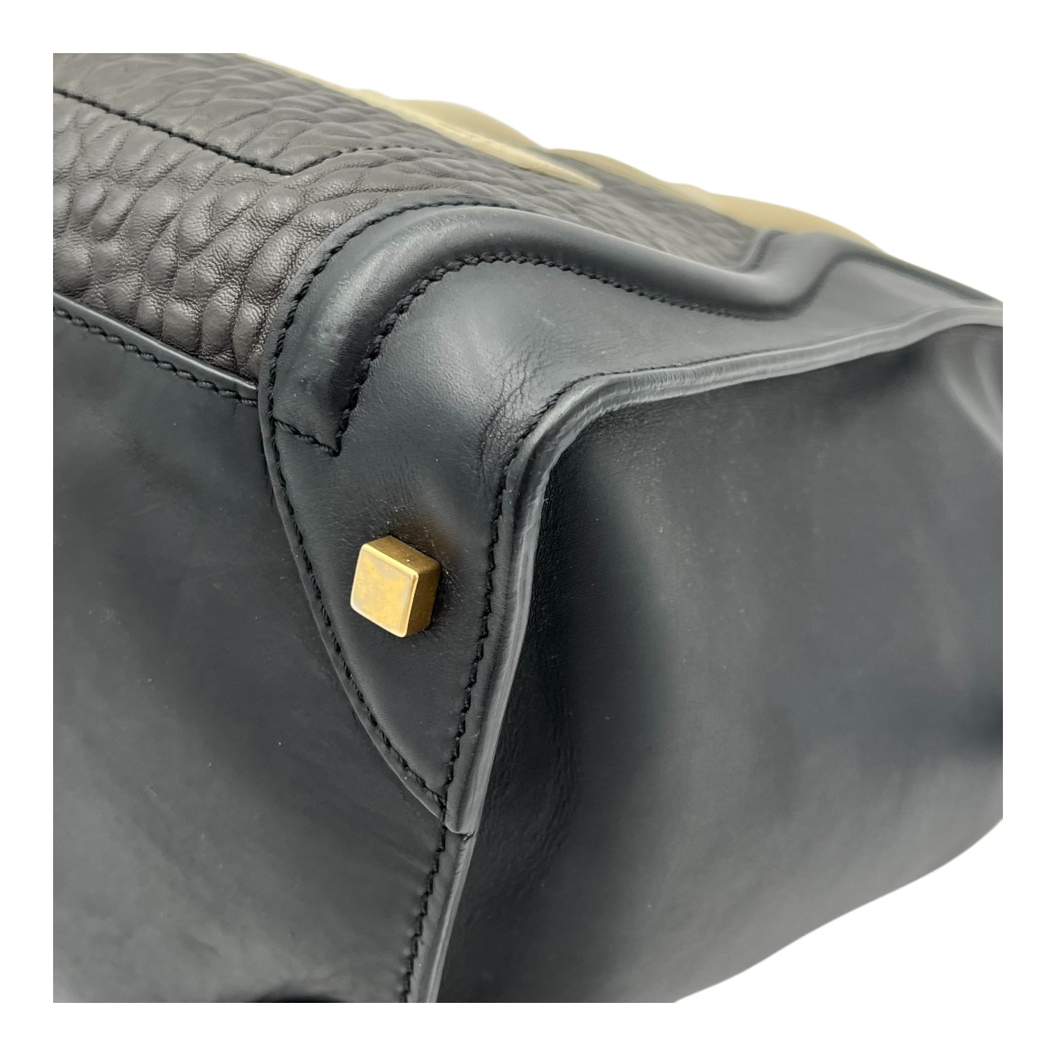 Luggage Mini Black Top Handle Bag in Calfskin, Gold hardware