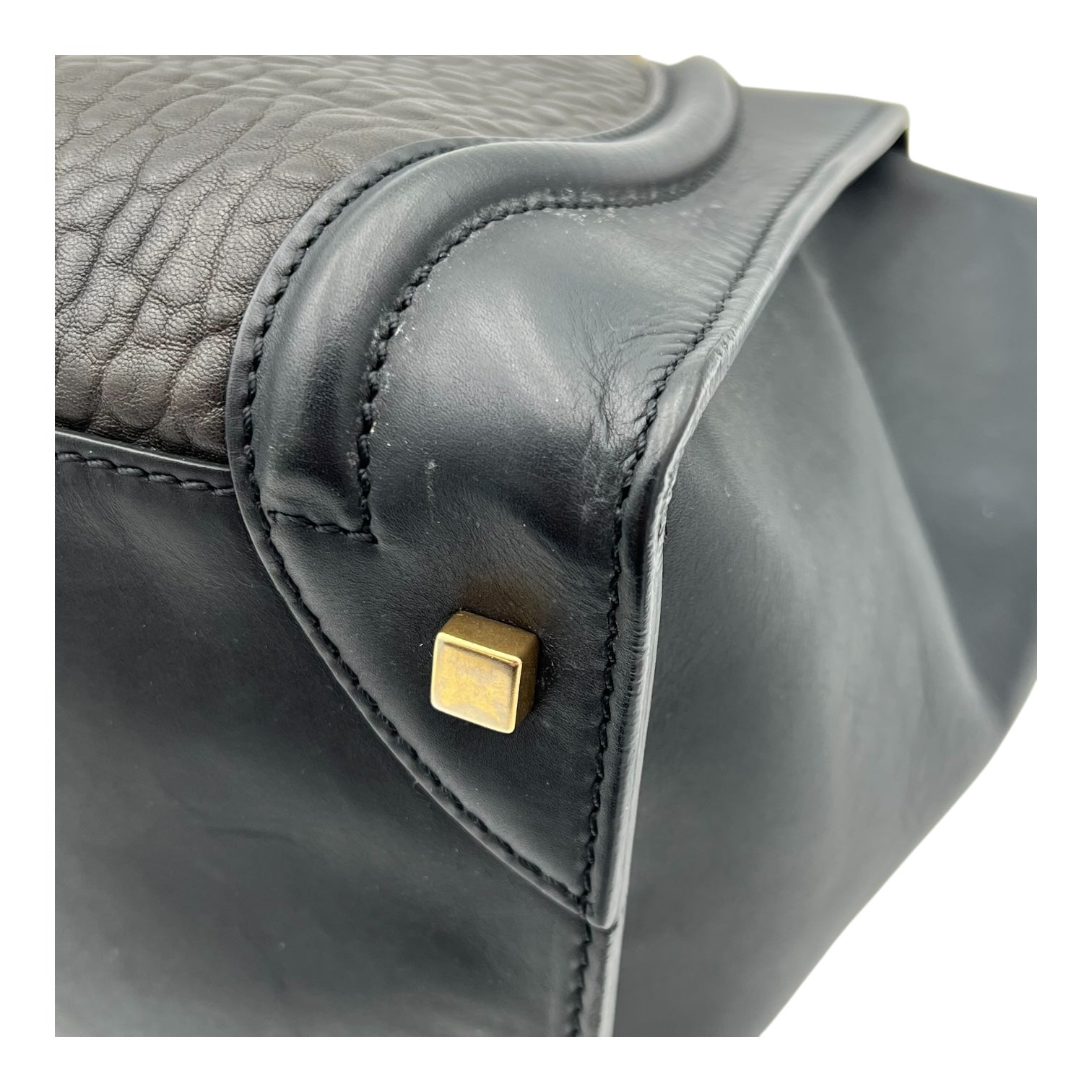 Luggage Mini Black Top Handle Bag in Calfskin, Gold hardware