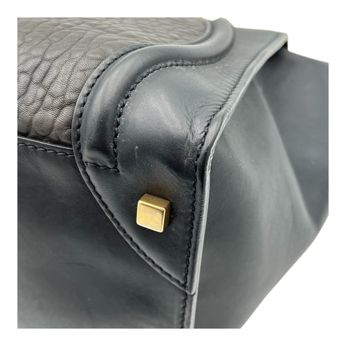 Luggage Mini Black Top Handle Bag in Calfskin, Gold hardware