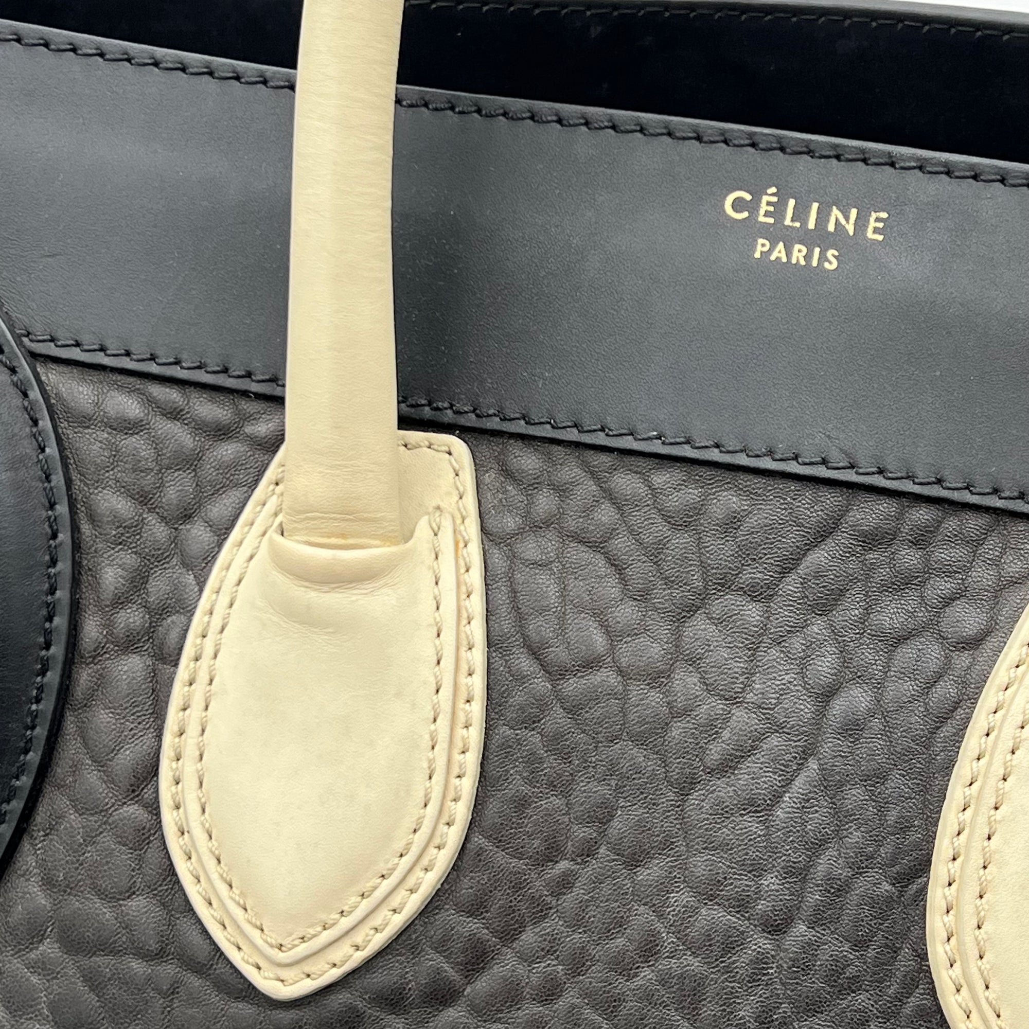 Luggage Mini Black Top Handle Bag in Calfskin, Gold hardware