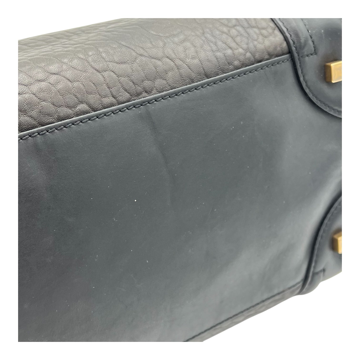 Luggage Mini Black Top Handle Bag in Calfskin, Gold hardware
