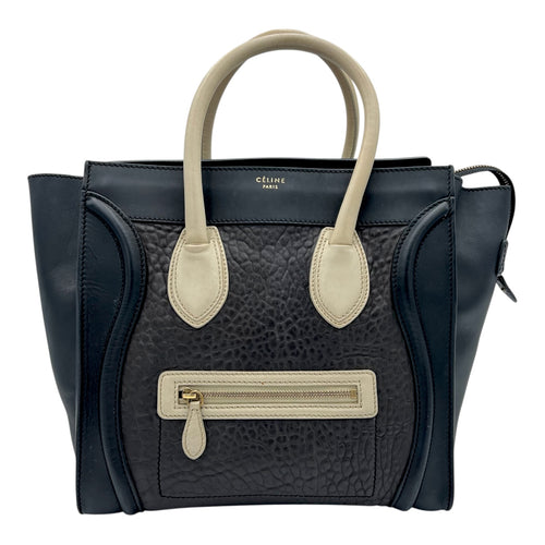 Luggage Mini Black Top Handle Bag in Calfskin, Gold hardware