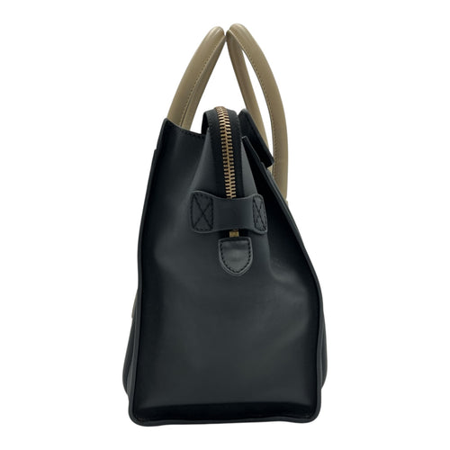 Luggage Mini Black Top Handle Bag in Calfskin, Gold hardware