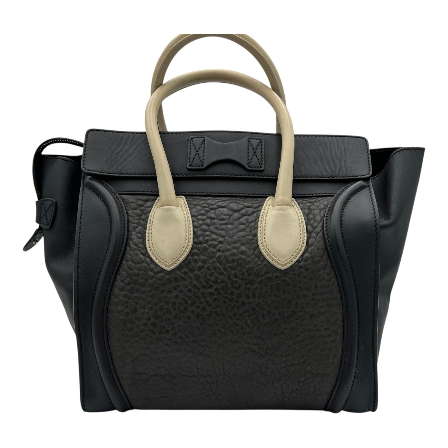 Luggage Mini Black Top Handle Bag in Calfskin, Gold hardware