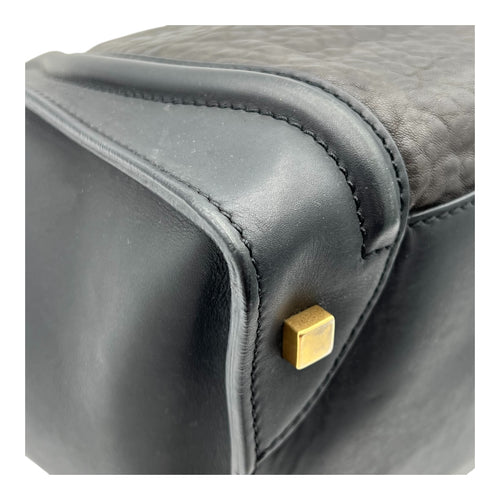 Luggage Mini Black Top Handle Bag in Calfskin, Gold hardware