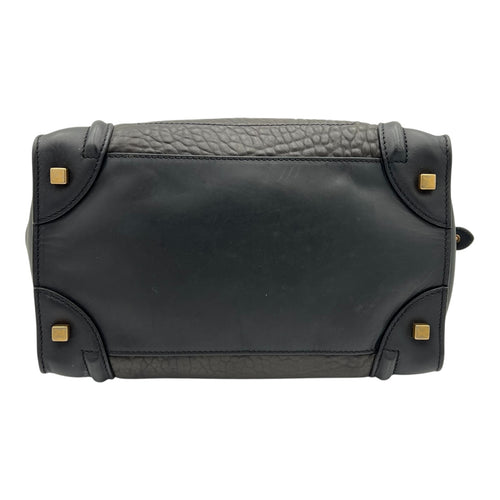Luggage Mini Black Top Handle Bag in Calfskin, Gold hardware