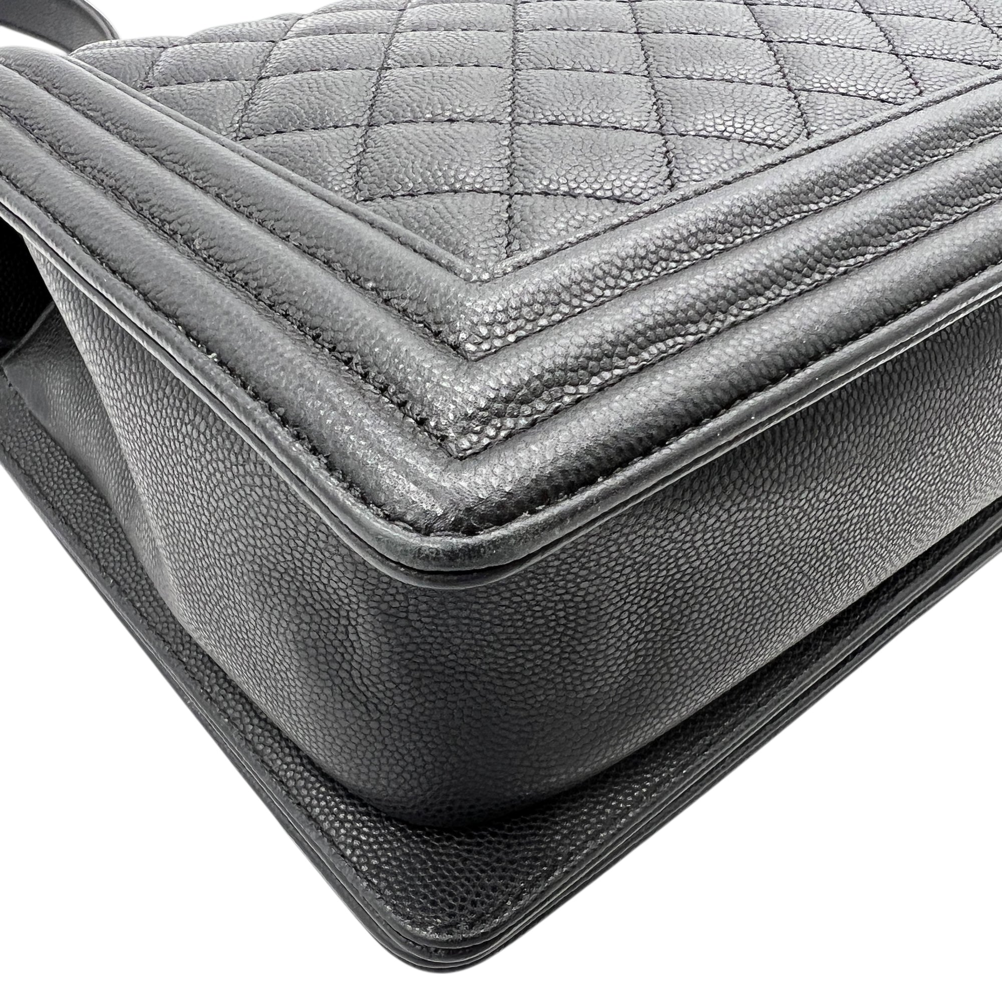 Boy Crossbody Bag Medium Black in Caviar Leather, Gold hardware