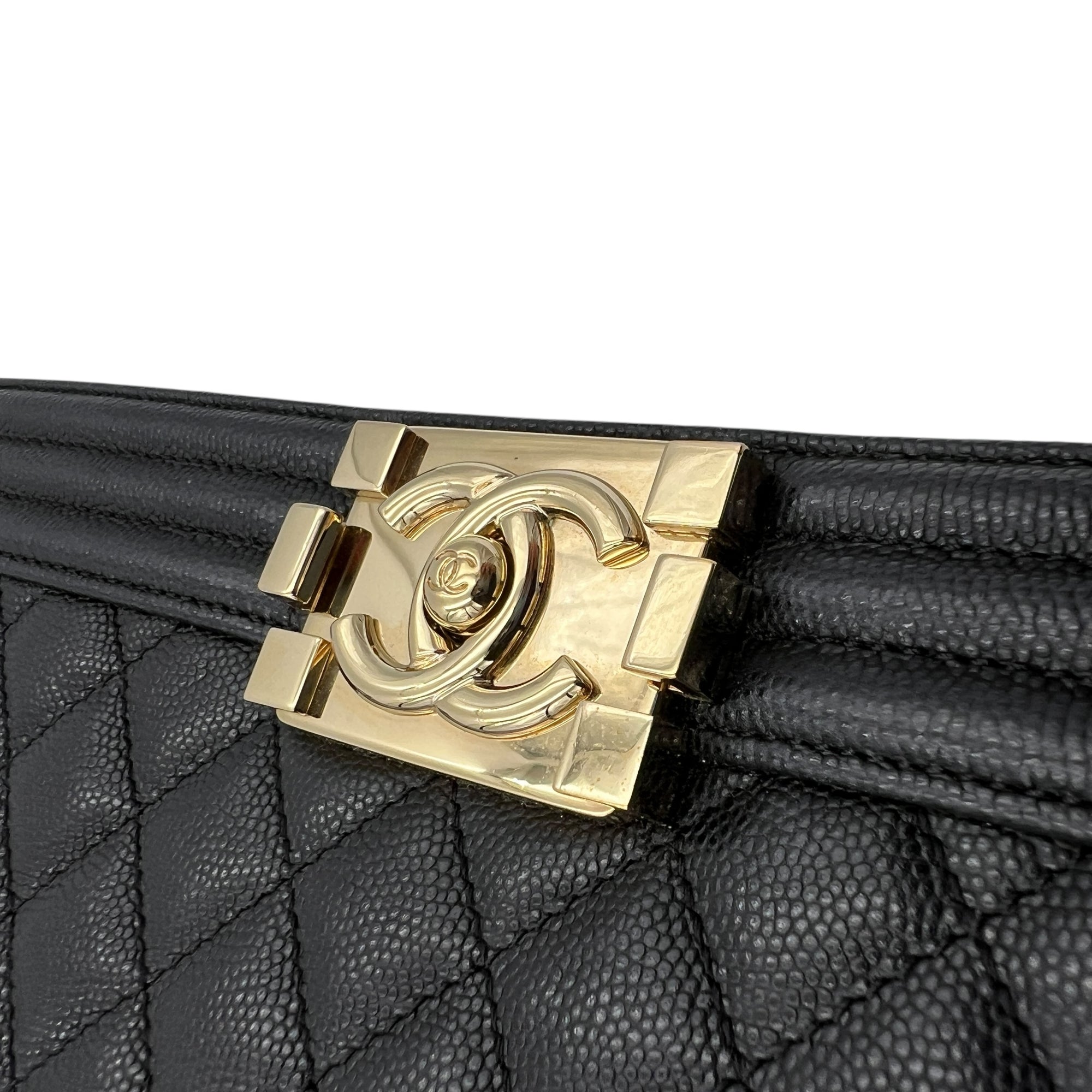 Boy Crossbody Bag Medium Black in Caviar Leather, Gold hardware