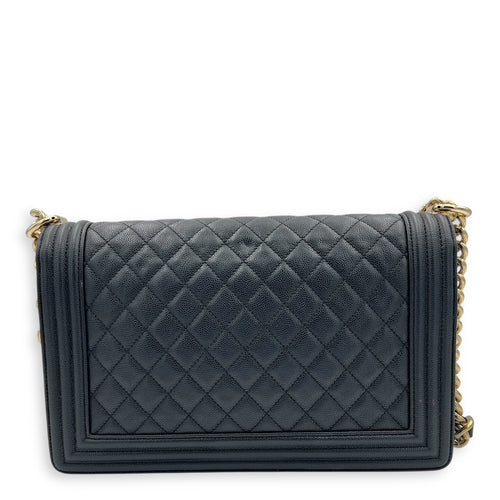 Boy Crossbody Bag Medium Black in Caviar Leather, Gold hardware