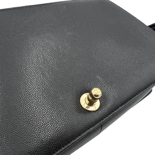 Boy Crossbody Bag Medium Black in Caviar Leather, Gold hardware