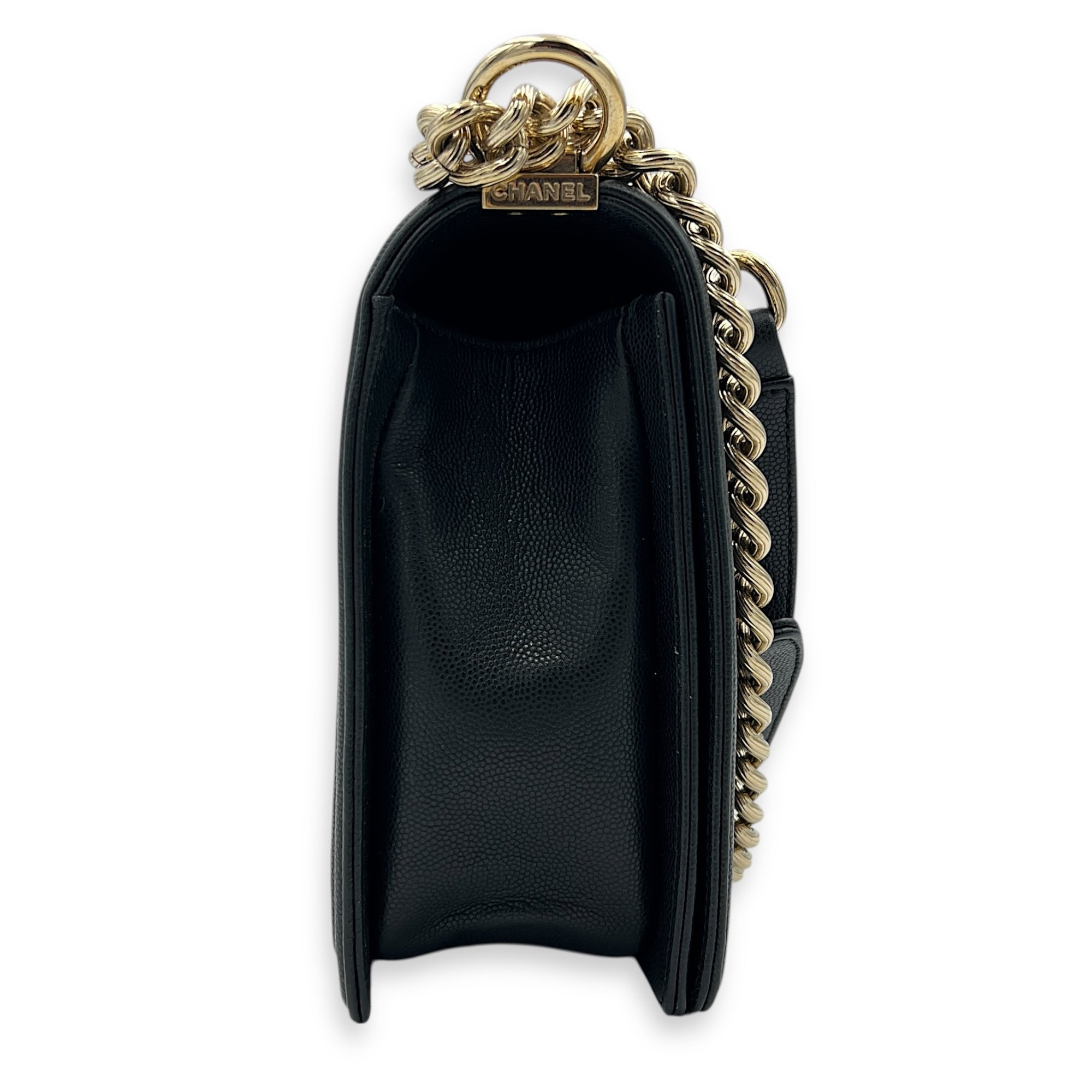 Boy Crossbody Bag Medium Black in Caviar Leather, Gold hardware